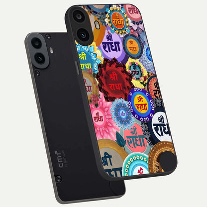  Radha Divine Bloom phone case For CMF Phone 1 showing premium glass back cover with detailed artwork