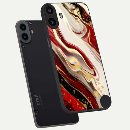  Red And White Marble phone case For CMF Phone 1 showing premium glass back cover with detailed artwork