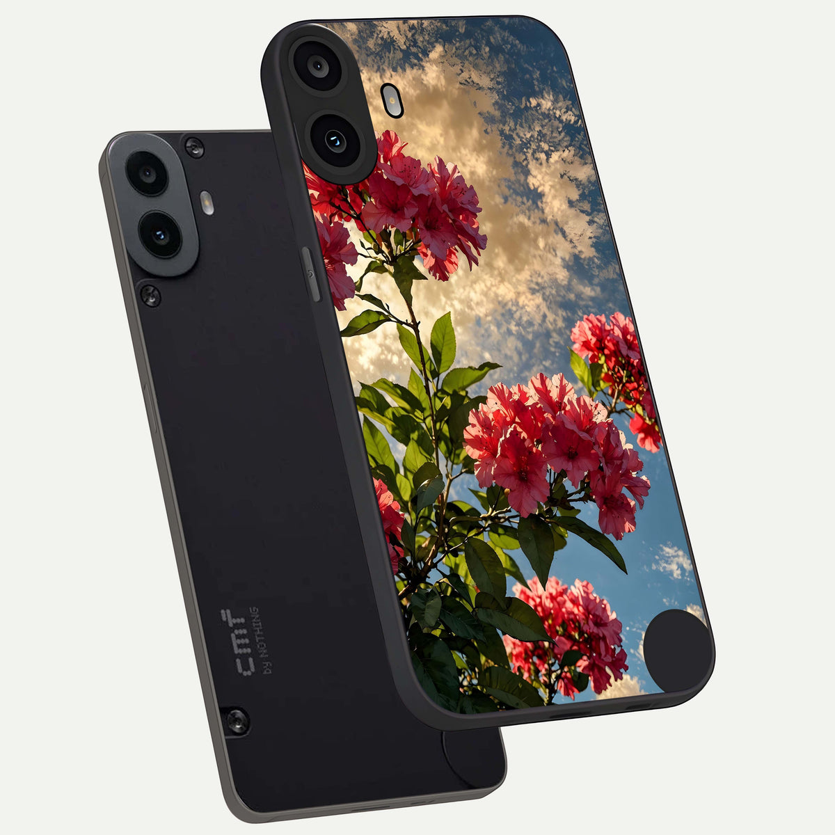  Red Bloom Skies phone case For CMF Phone 1 showing premium glass back cover with detailed artwork