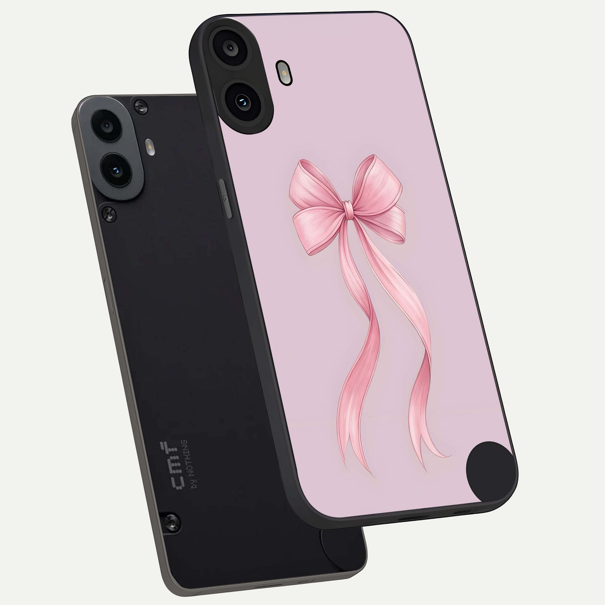  Soft Blush Bow phone case For CMF Phone 1 showing premium glass back cover with detailed artwork