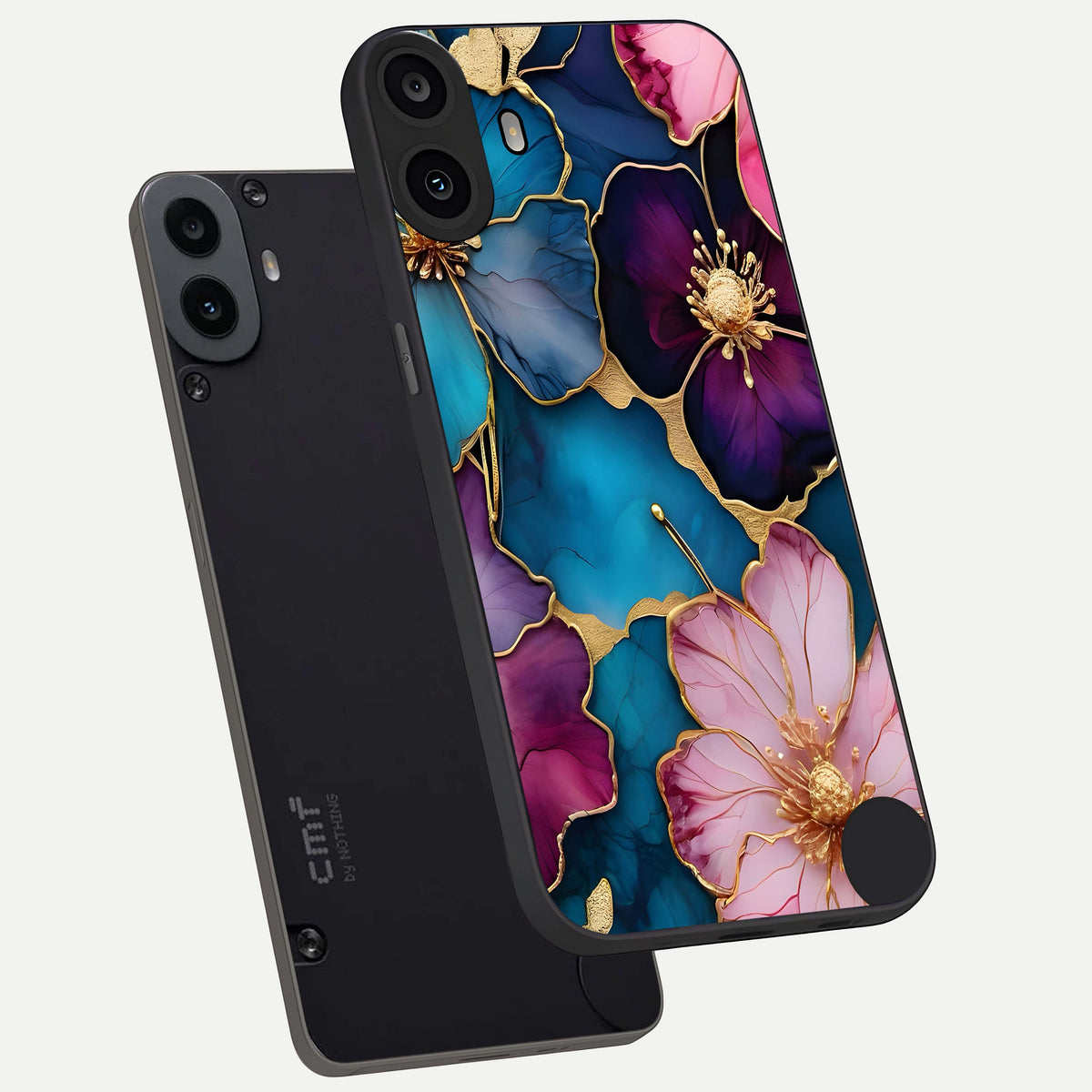  Sparkle Floral phone case For CMF Phone 1 showing premium glass back cover with detailed artwork
