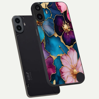  Sparkle Floral phone case For CMF Phone 1 showing premium glass back cover with detailed artwork