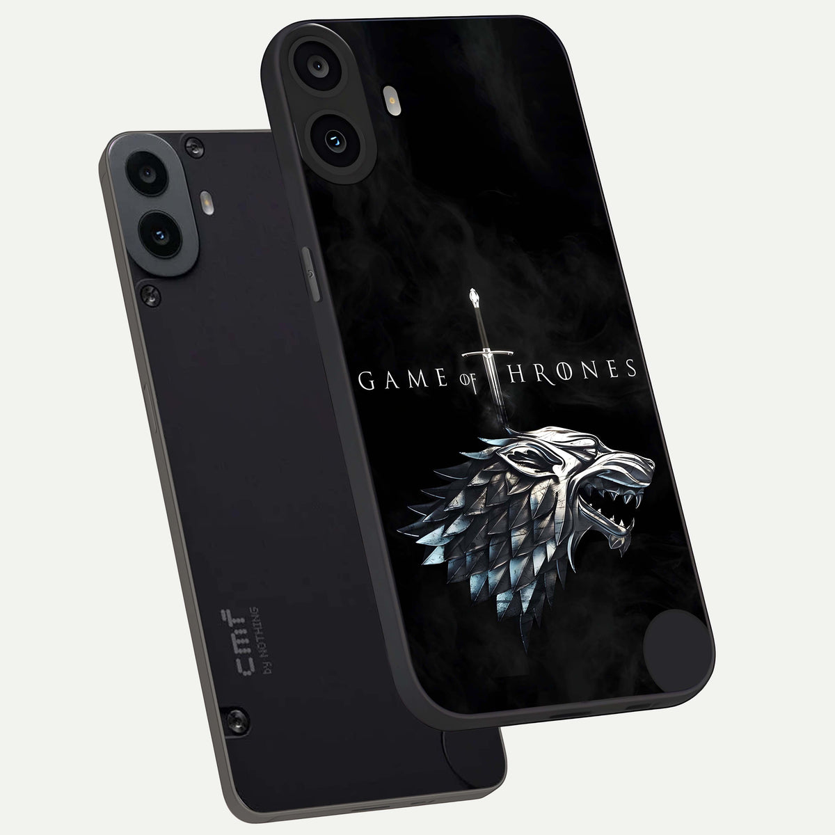  Throne Wolf Legacy phone case For CMF Phone 1 showing premium glass back cover with detailed artwork