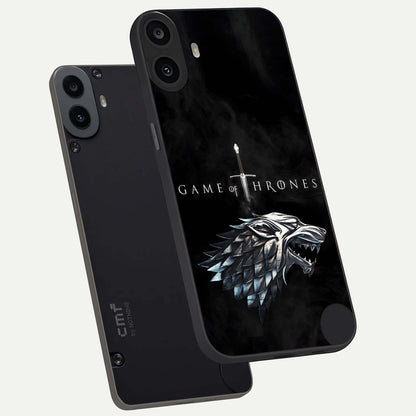  Throne Wolf Legacy phone case For CMF Phone 1 showing premium glass back cover with detailed artwork
