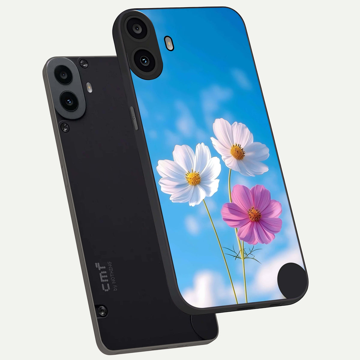  Tripple Flowers With Sky phone case For CMF Phone 1 showing premium glass back cover with detailed artwork