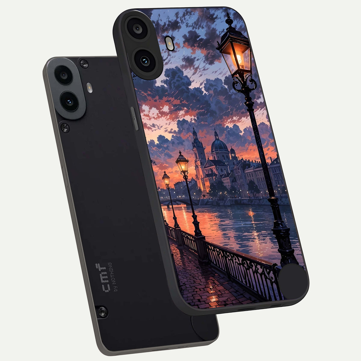  Twilight River Lights phone case For CMF Phone 1 showing premium glass back cover with detailed artwork