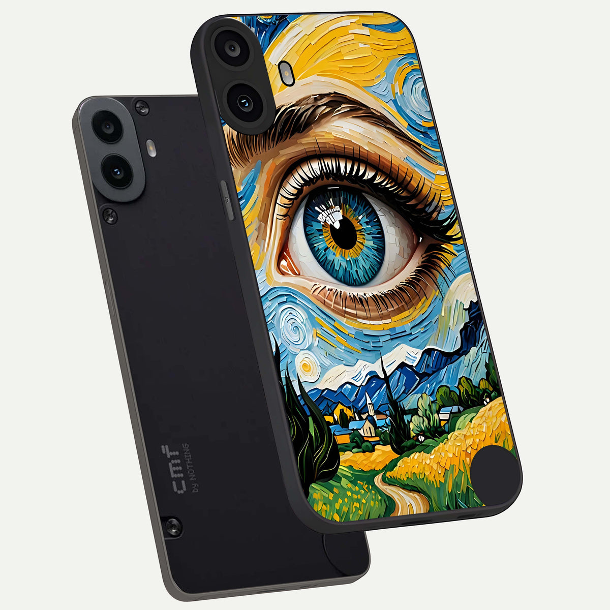  Van Gogh Eye phone case For CMF Phone 1 showing premium glass back cover with detailed artwork