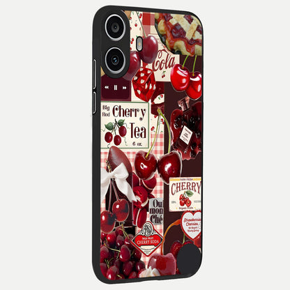 Aesthetic Cherry Tea Glass Case displayed upright for full cherry-themed visibility and premium finish.