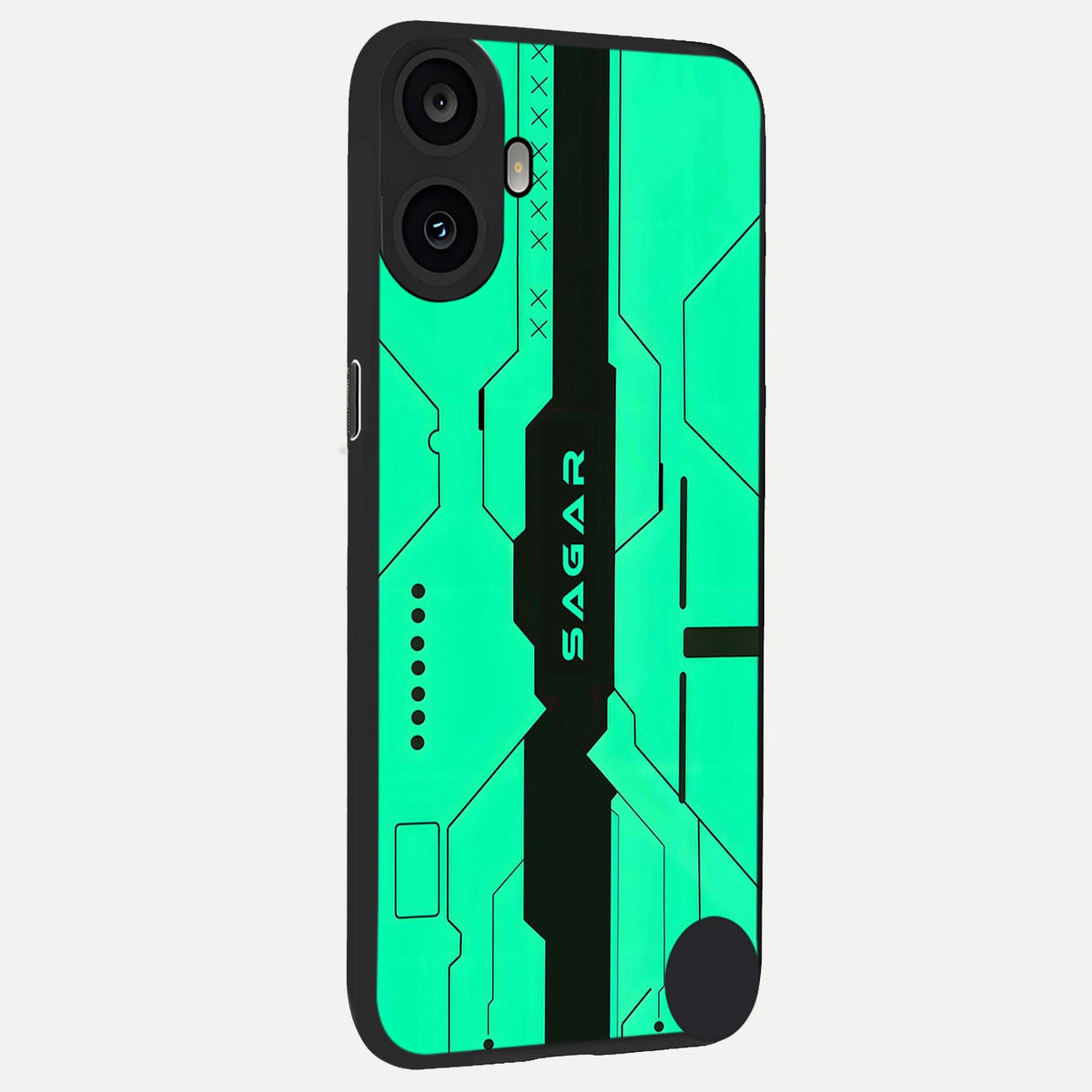  Aqua Tech CYBERPUNK Custom Name back cover For CMF Phone 1 slim fit glass case with vibrant aesthetic design