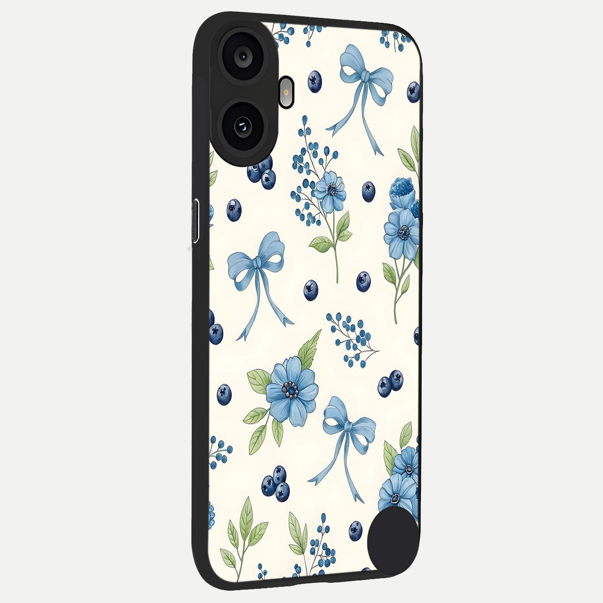  Blue Flower And Bow back cover For CMF Phone 1 slim fit glass case with vibrant aesthetic design