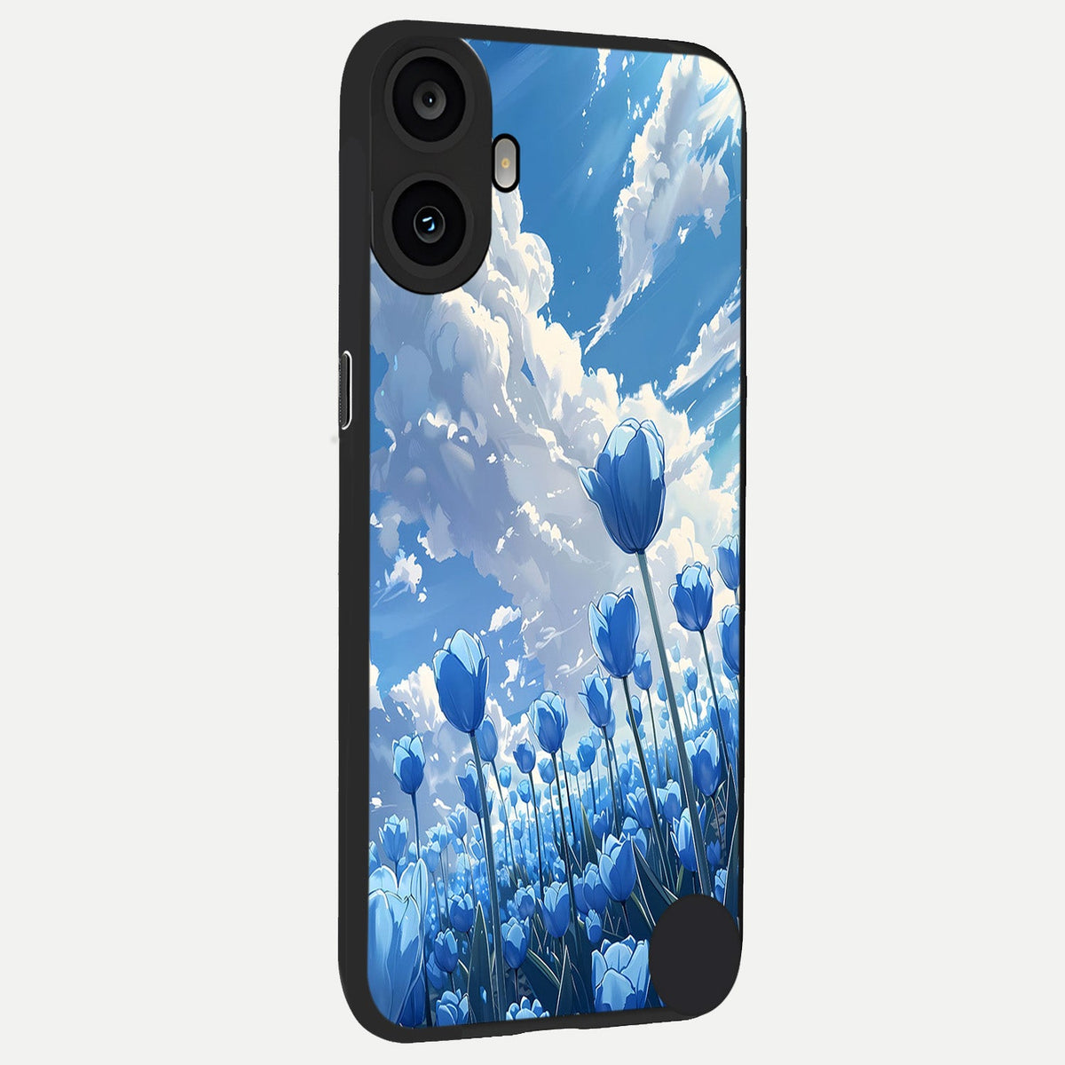  Blue Tulip Clouds back cover For CMF Phone 1 slim fit glass case with vibrant aesthetic design