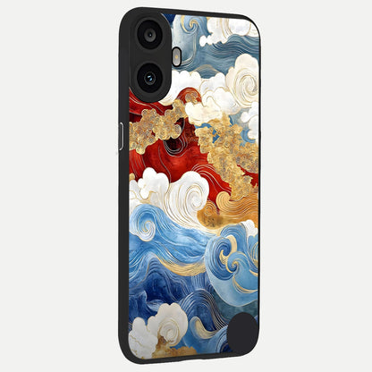  Colored Waves back cover For CMF Phone 1 slim fit glass case with vibrant aesthetic design