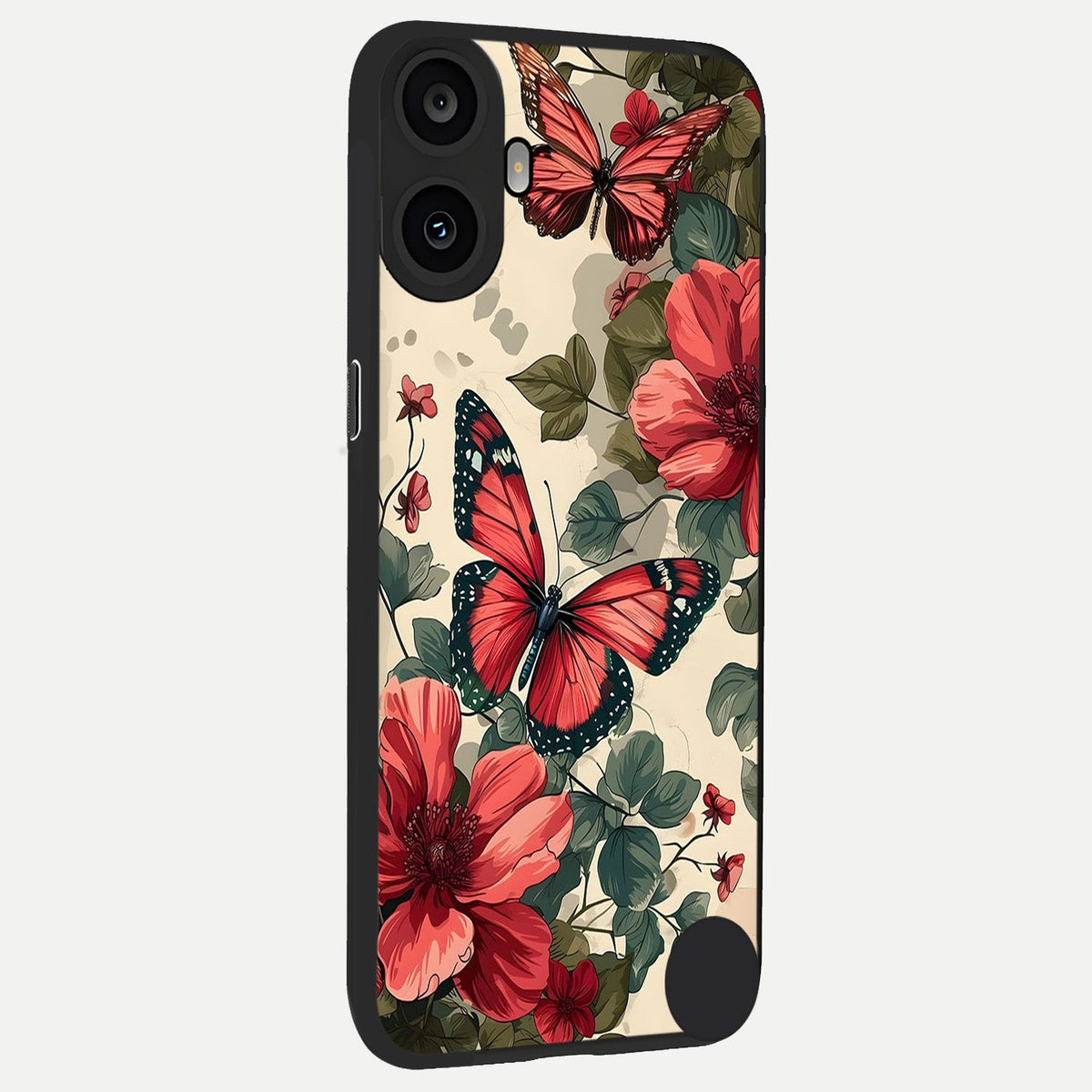  Crimson Butterfly Garden back cover For CMF Phone 1 slim fit glass case with vibrant aesthetic design