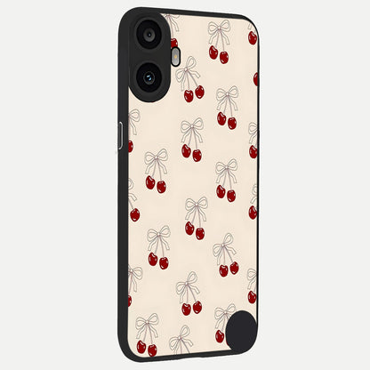  Cute Cherry Pattern back cover For CMF Phone 1 slim fit glass case with vibrant aesthetic design