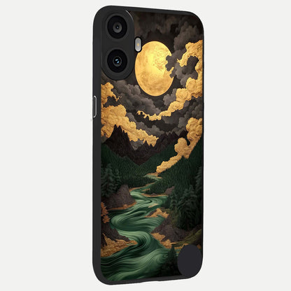  Golden River Moon back cover For CMF Phone 1 slim fit glass case with vibrant aesthetic design