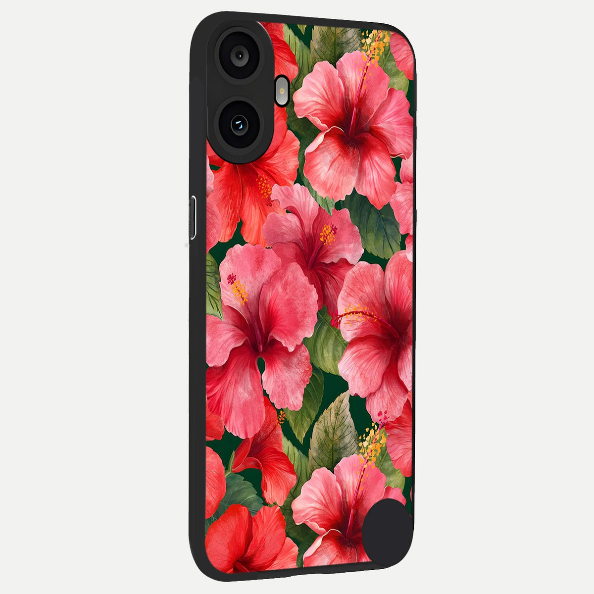 Hibiscus Pattern back cover For CMF Phone 1 slim fit glass case with vibrant aesthetic design