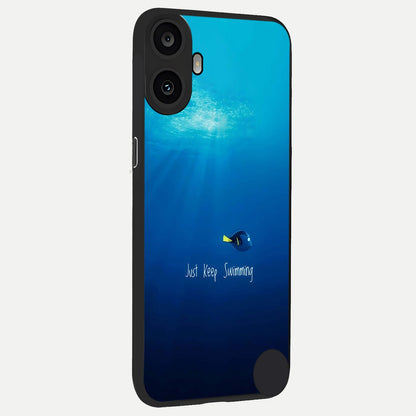  Just Keep Swimming back cover For CMF Phone 1 slim fit glass case with vibrant aesthetic design