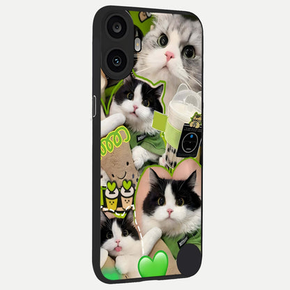  Matcha Cats Mood back cover For CMF Phone 1 slim fit glass case with vibrant aesthetic design
