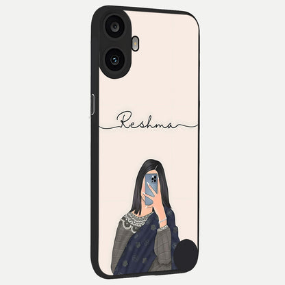  Mirror Mood Muse With Custom Name back cover For CMF Phone 1 slim fit glass case with vibrant aesthetic design