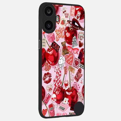  Sweet Cherry Chaos back cover For CMF Phone 1 slim fit glass case with vibrant aesthetic design