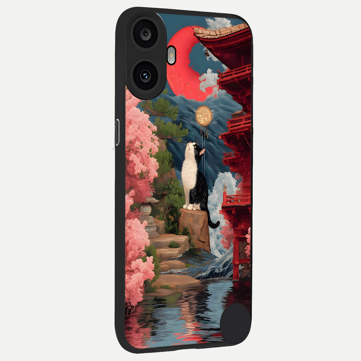  Temple Cat Scenery back cover For CMF Phone 1 slim fit glass case with vibrant aesthetic design