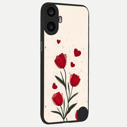  Tulip With Heart back cover For CMF Phone 1 slim fit glass case with vibrant aesthetic design