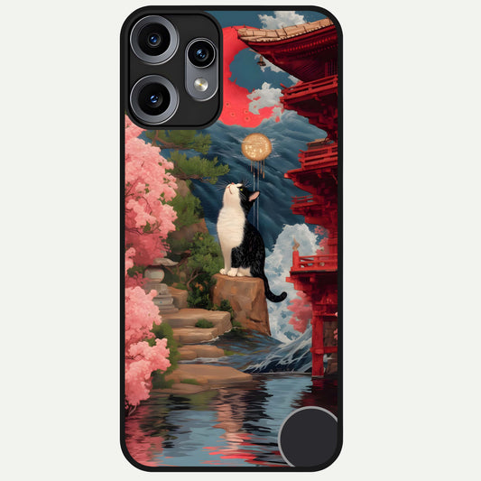  Temple Cat Scenery Glass Case For Nothing Phone 1 back cover – full design glossy printed glass finish