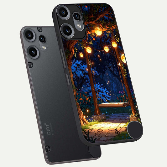  Twilight Garden Swing phone case For Nothing Phone 1 showing premium glass back cover with detailed artwork