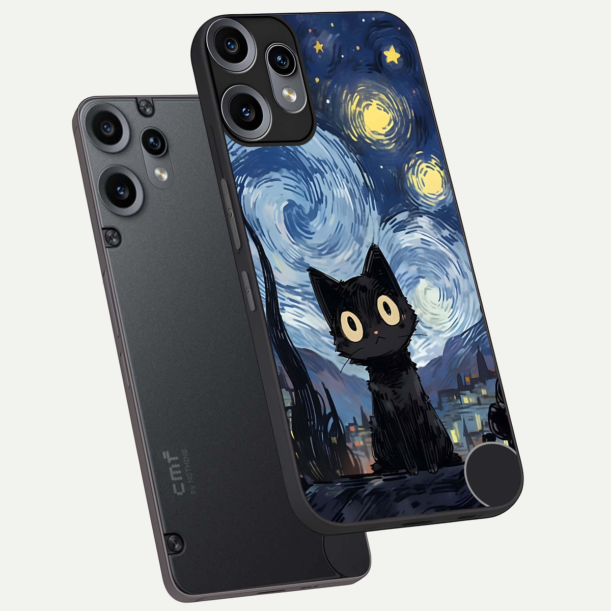  Van Gogh Cat phone case For Nothing Cmf Phone 2 Pro showing premium glass back cover with detailed artwork
