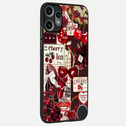 Aesthetic Cherry Tea Glass Case displayed upright for full cherry-themed visibility and premium finish.