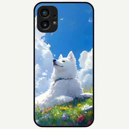  Blissful Cloud Pup Glass Case For Nothing Phone 1 back cover – full design glossy printed glass finish