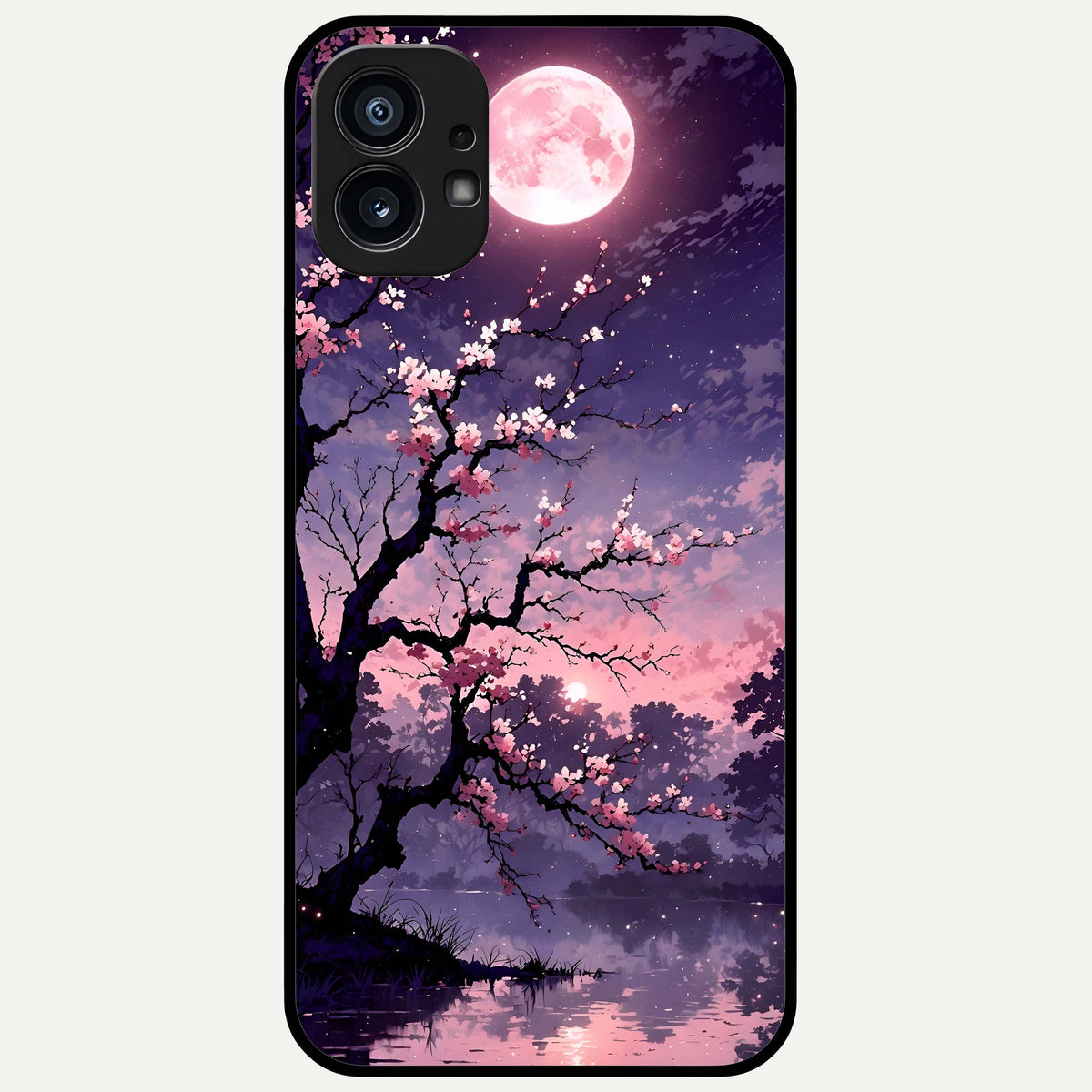  Blossom Pink Moon Glass Case For Nothing Phone 1 back cover – full design glossy printed glass finish