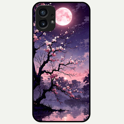 Blossom Pink Moon Glass Case For Nothing Phone 1 back cover – full design glossy printed glass finish