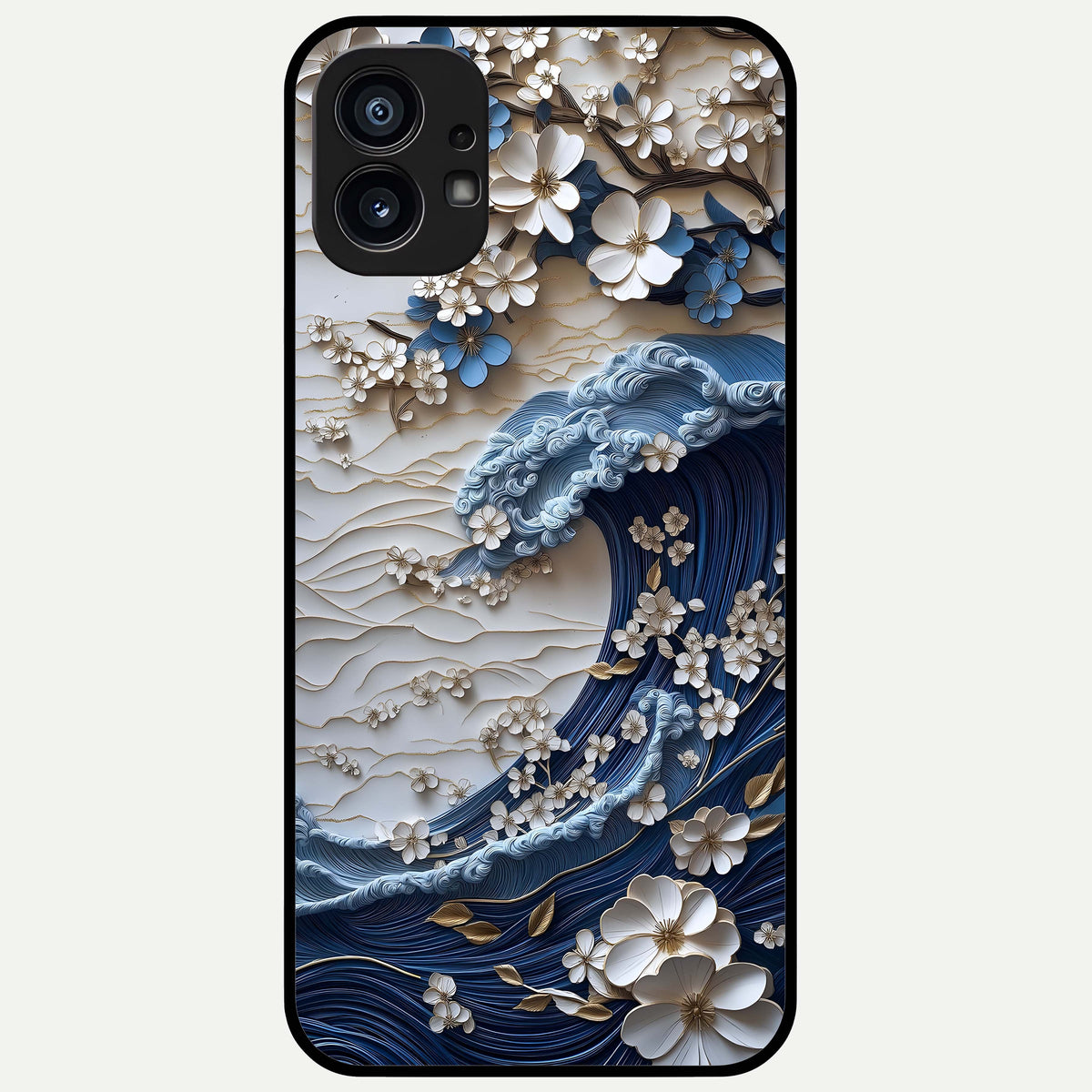  Blossom Wave Art Glass Case For Nothing Phone 1 back cover – full design glossy printed glass finish