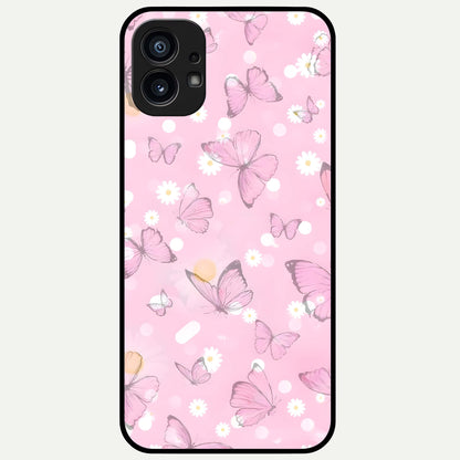  Blush Butterfly Garden Glass Case For Nothing Phone 1 back cover – full design glossy printed glass finish