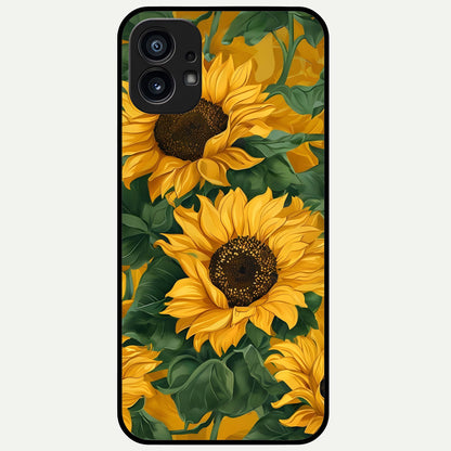  Bright Sunflower Bloom Glass Case For Nothing Phone 1 back cover – full design glossy printed glass finish