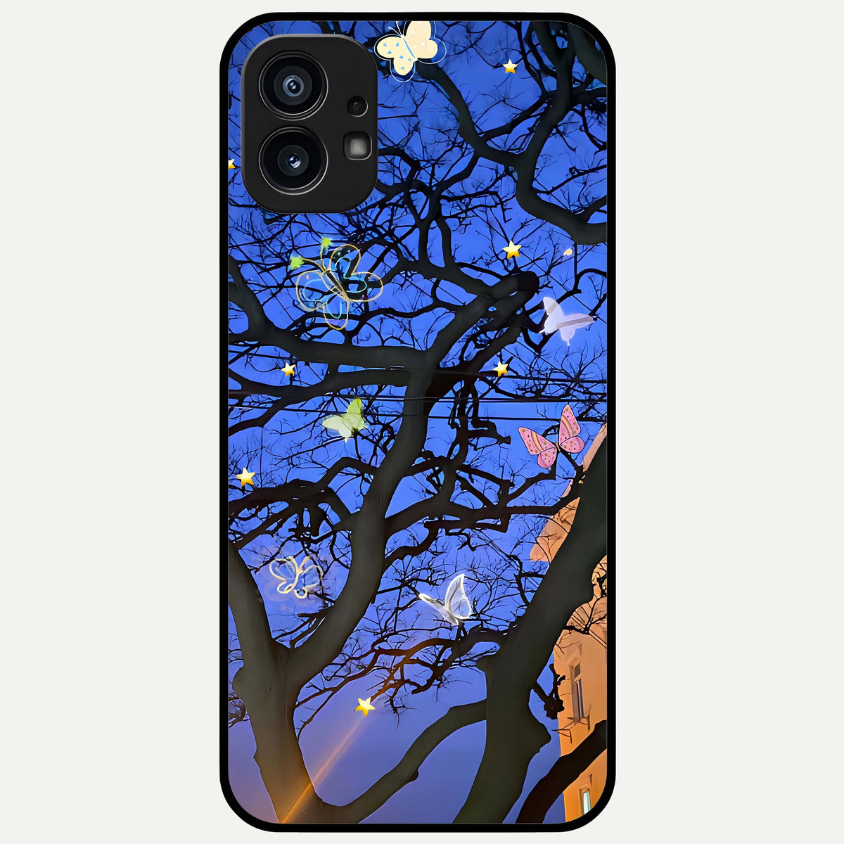  Butterfly Night Magic Glass Case For Nothing Phone 1 back cover – full design glossy printed glass finish