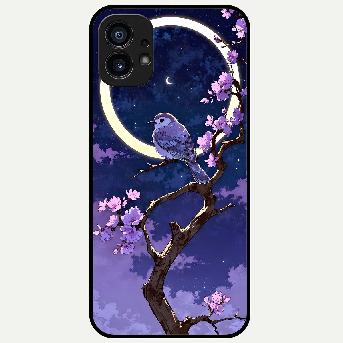  Celestial Bird Blossom Glass Case For Nothing Phone 1 back cover – full design glossy printed glass finish