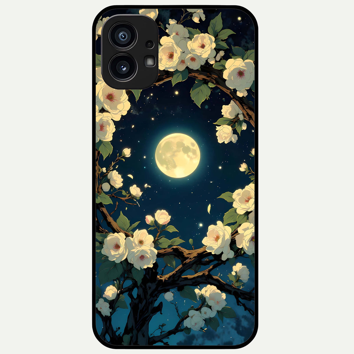  Celestial Moon And Flower Glass Case For Nothing Phone 1 back cover – full design glossy printed glass finish