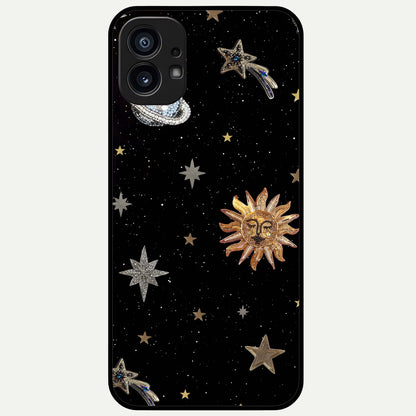  Celestial Moon With Stars Glass Case For Nothing Phone 1 back cover – full design glossy printed glass finish