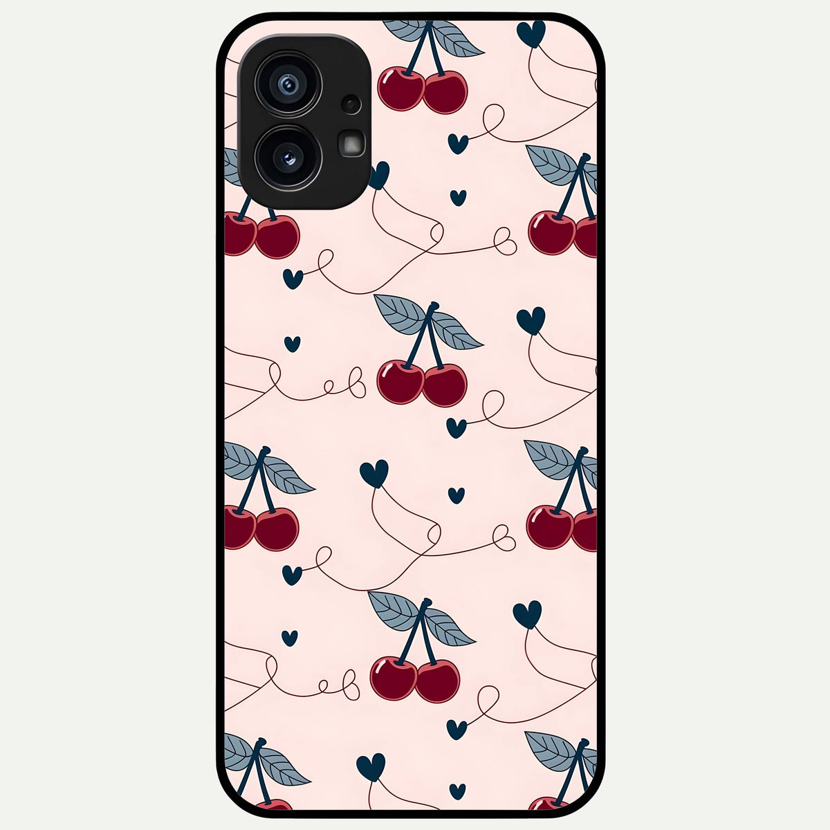  Cherry Heart Line Glass Case For Nothing Phone 1 back cover – full design glossy printed glass finish