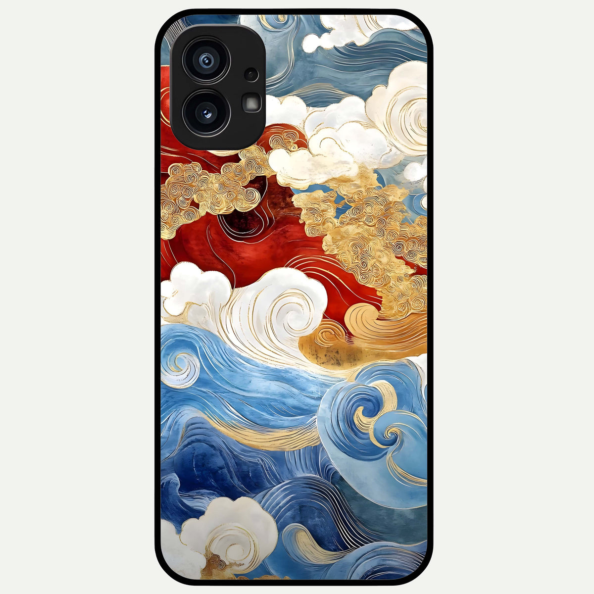  Colored Waves Glass Case For Nothing Phone 1 back cover – full design glossy printed glass finish