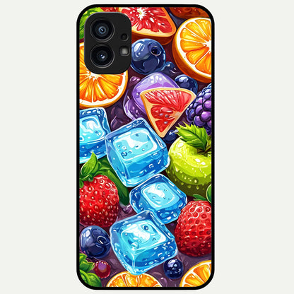  Colorful Fruits with Ice Glass Case For Nothing Phone 1 back cover – full design glossy printed glass finish