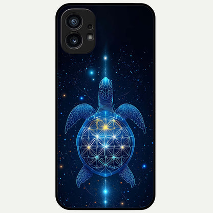  Crimson Blue Turtle Glass Case For Nothing Phone 1 back cover – full design glossy printed glass finish