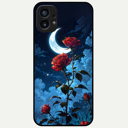  Crimson Rose Moon Glass Case For Nothing Phone 1 back cover – full design glossy printed glass finish