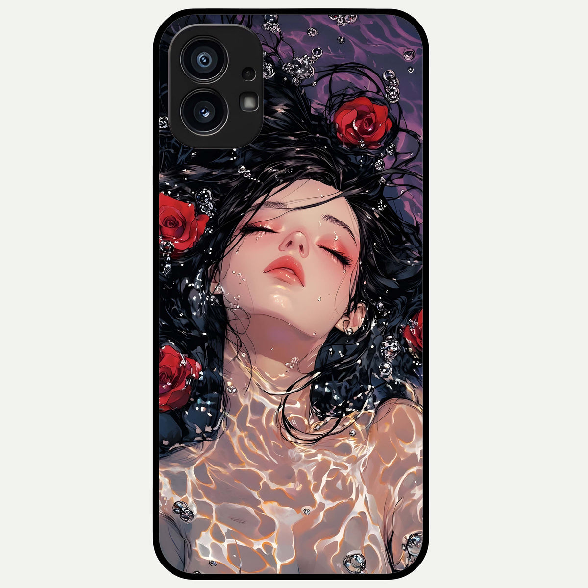  Crimson Rose Serenity Glass Case For Nothing Phone 1 back cover – full design glossy printed glass finish