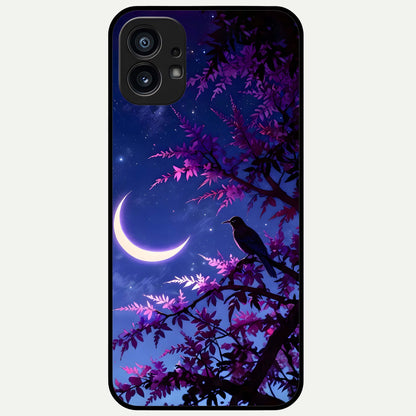  Crow And Moon Scenery Glass Case For Nothing Phone 1 back cover – full design glossy printed glass finish