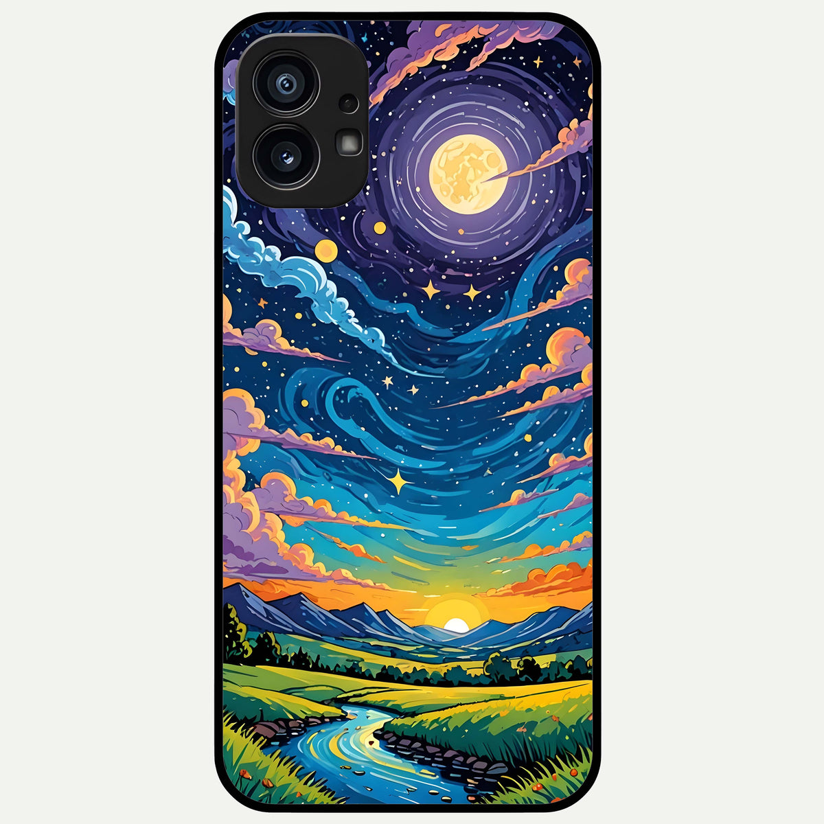  Dreamy Night Landscape Glass Case For Nothing Phone 1 back cover – full design glossy printed glass finish