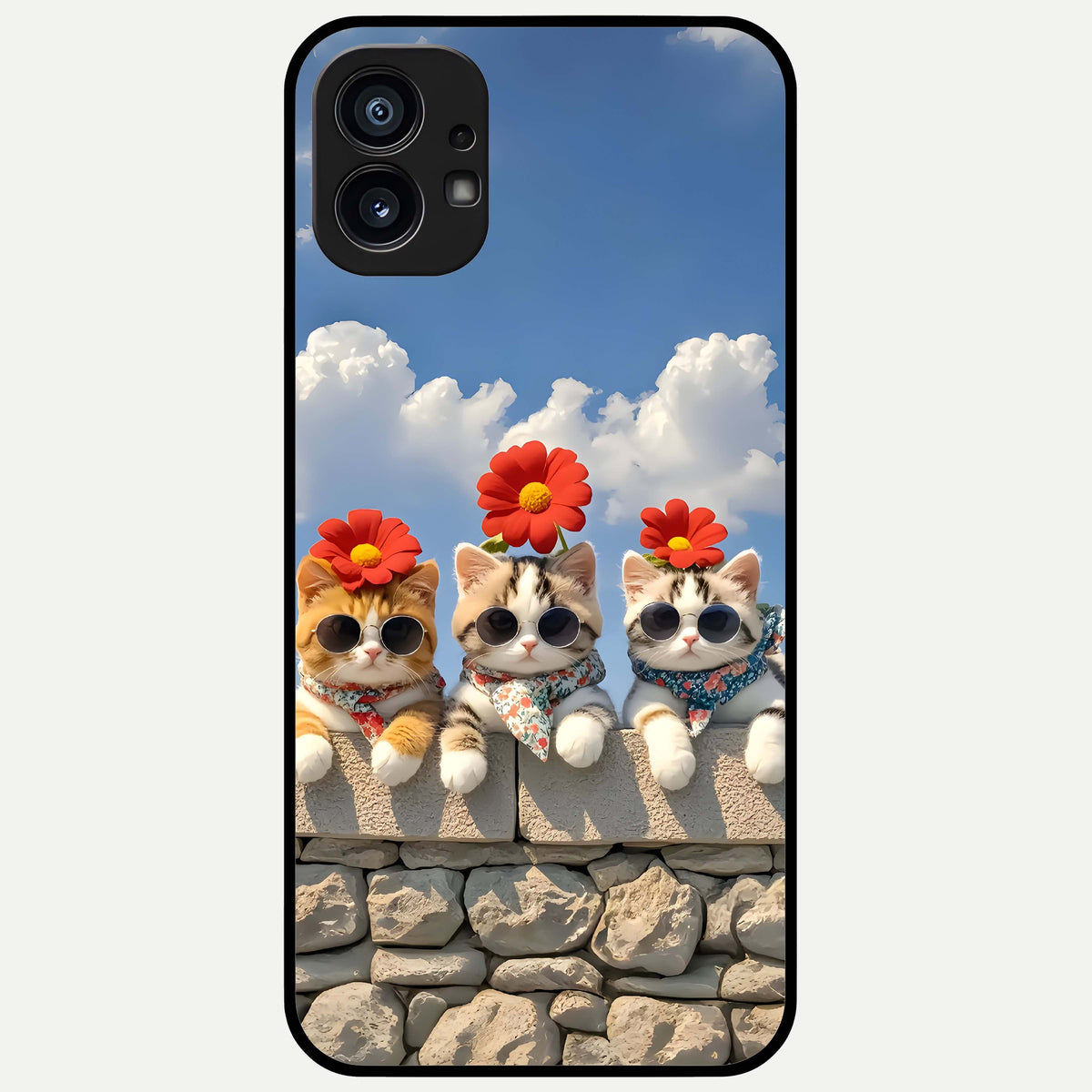  Floral Kitty Squad Glass Case For Nothing Phone 1 back cover – full design glossy printed glass finish