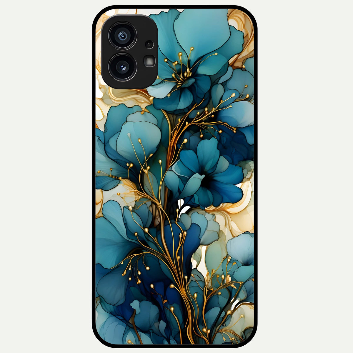  Golden Bloom Symphony Glass Case For Nothing Phone 1 back cover – full design glossy printed glass finish